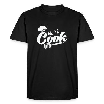M. Cook avec chapeau de chef et cuisinier spatule - T-shirt Premium bio Homme - noir - Devant - Nico (187cm)