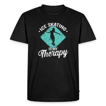 Ice Skating is my Therapy Schlittschuhlaufen - Men's Premium Organic T-Shirt - black - Front - Nico (187cm)