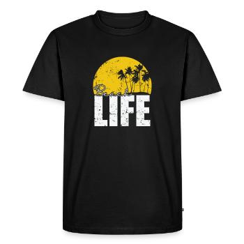 Beach Life Tree Palm Holiday Nature - Men's Premium Organic T-Shirt - black - Front - Nico (187cm)