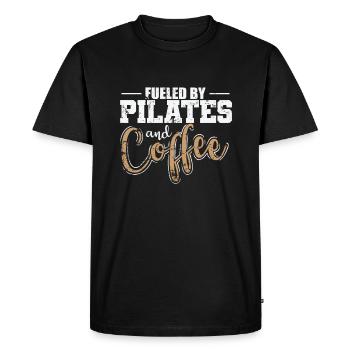 Fueled by Pilates and Coffee Powerhouse - Men's Premium Organic T-Shirt - black - Front - Nico (187cm)