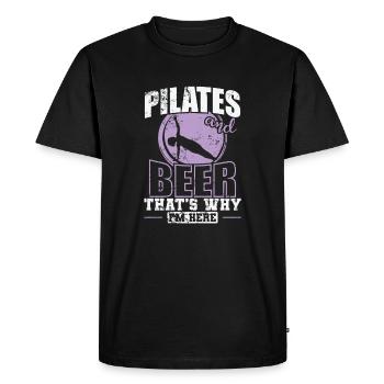Pilates and Beer that's why I'm here Powerhouse - Men's Premium Organic T-Shirt - black - Front - Nico (187cm)
