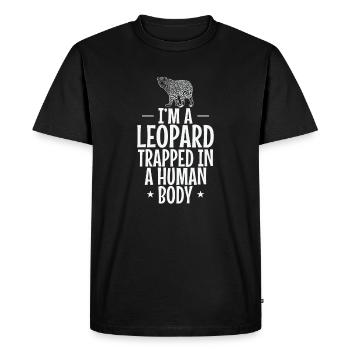 Je suis un léopard piégé dans un corps humain Raubkatze - T-shirt Premium bio Homme - noir - Devant - Nico (187cm)