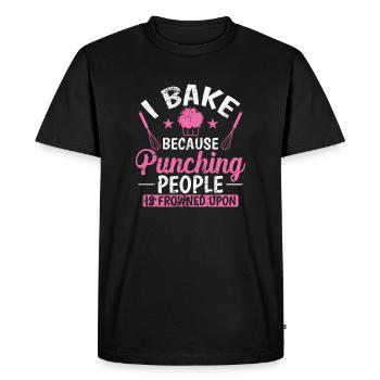 Je fais de la pâtisserie parce que frapper les gens est mal vu - T-shirt Premium bio Homme - noir - Devant - Nico (187cm)