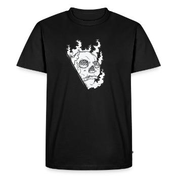 Burning Bone Skull Creepy Gothic Style - Men's Premium Organic T-Shirt - black - Front - Nico (187cm)