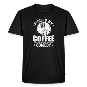 Alimenté par le café et l’humour comique Witz - T-shirt Premium bio Homme - noir - Devant - Nico (187cm)