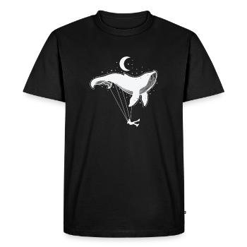 Blue whale as a swing in front of the crescent moon - Men's Premium Organic T-Shirt - black - Front - Nico (187cm)