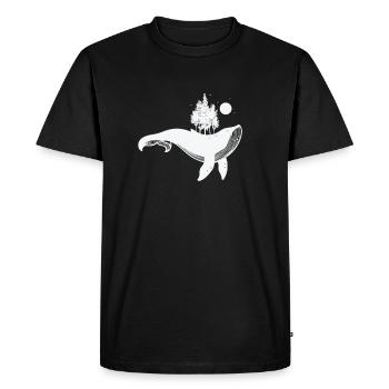 Blue whale with trees and moonlight - Men's Premium Organic T-Shirt - black - Front - Nico (187cm)