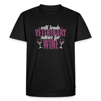 Will Trade Veterinaey advice for Wine - Men's Premium Organic T-Shirt - black - Front - Nico (187cm)
