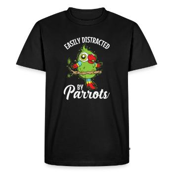 Easily Distracted by Parrot's Animal Bird - Men's Premium Organic T-Shirt - black - Front - Nico (187cm)
