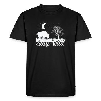 Restez un animal de bison sauvage - T-shirt Premium bio Homme - noir - Devant - Nico (187cm)