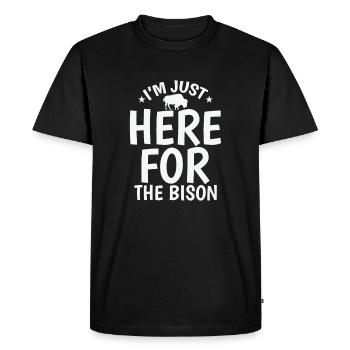 Je suis juste là pour le bison - T-shirt Premium bio Homme - noir - Devant - Nico (187cm)