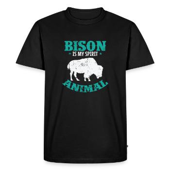 Bison is my Spirit Animal Tier - Men's Premium Organic T-Shirt - black - Front - Nico (187cm)