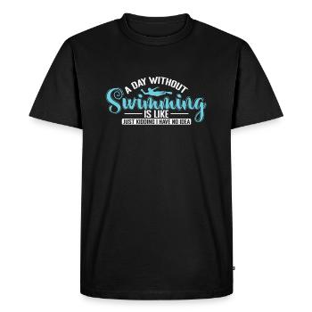 A day without swimming is like sport - Men's Premium Organic T-Shirt - black - Front - Nico (187cm)