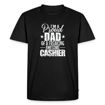 I'm a proud Dad of a freaking awesome Cashier - Men's Premium Organic T-Shirt - black - Front - Nico (187cm)