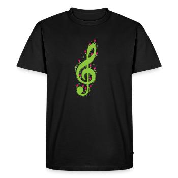 Clef with Flowers Music - Men's Premium Organic T-Shirt - black - Front - Nico (187cm)
