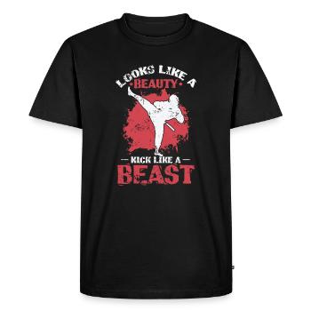 Ressemble à un coup de pied de beauté comme une bête Taekwondo - T-shirt Premium bio Homme - noir - Devant - Nico (187cm)