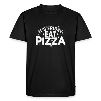 It's Friday Eat Pizza Salami and Cheese - Men's Premium Organic T-Shirt - black - Front - Nico (187cm)