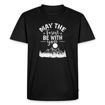 May The Forest be with you Hiking Nature - Men's Premium Organic T-Shirt - black - Front - Nico (187cm)