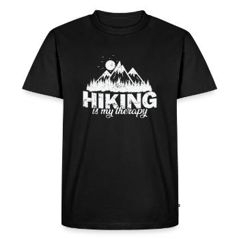 Hiking is my Therapy Natur - Men's Premium Organic T-Shirt - black - Front - Nico (187cm)
