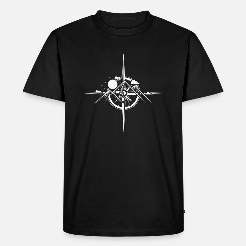 Berge Kompass Wandern Hobby - Männer Premium Bio T-Shirt - Schwarz