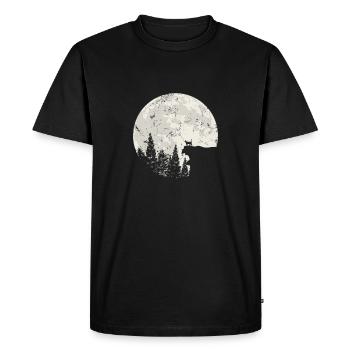 Chat au clair de lune nuit ciel cratère - T-shirt Premium bio Homme - noir - Devant - Nico (187cm)