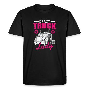 Crazy Truck Lady Occupation Long-Distance Transport - Men's Premium Organic T-Shirt - black - Front - Nico (187cm)