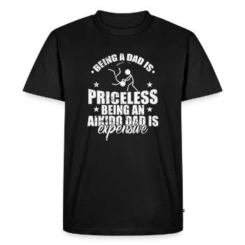 Être un père d’Aïkido coûte cher aux arts martiaux - T-shirt Premium bio Homme - noir - Devant - Nico (187cm)