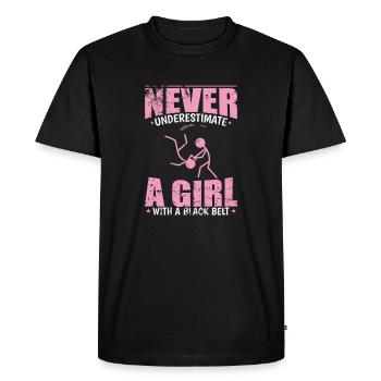 Ne sous-estimez jamais une ceinture noire d’Aïkido - T-shirt Premium bio Homme - noir - Devant - Nico (187cm)
