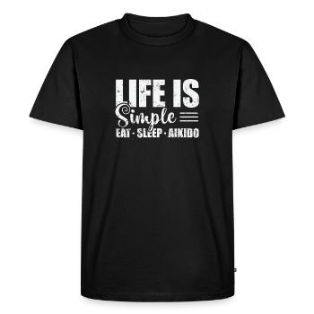 La vie est simple Mangez Dormez Arts Martiaux Aïkido - T-shirt Premium bio Homme - noir - Devant - Nico (187cm)