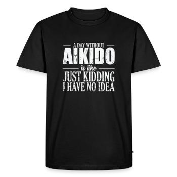 Une journée sans Aïkido ne ressemble à aucun sport d’idée - T-shirt Premium bio Homme - noir - Devant - Nico (187cm)