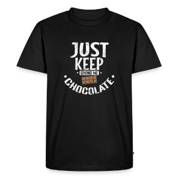 Just Keep Giving Me Chocolate Whole Milk - Men's Premium Organic T-Shirt - black - Front - Nico (187cm)