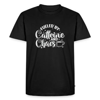 Fueled by Caffeine and Chaos Coffee Café - Men's Premium Organic T-Shirt - black - Front - Nico (187cm)