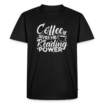 Coffee gives me Reading Power Caffeine - Men's Premium Organic T-Shirt - black - Front - Nico (187cm)