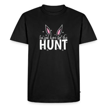 Je suis juste là pour la chasse aux œufs de Pâques - T-shirt Premium bio Homme - noir - Devant - Nico (187cm)
