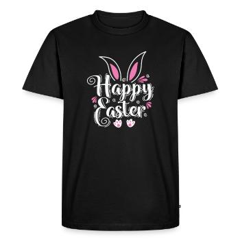 Happy Easter Bunny Colorful Easter Eggs - Men's Premium Organic T-Shirt - black - Front - Nico (187cm)