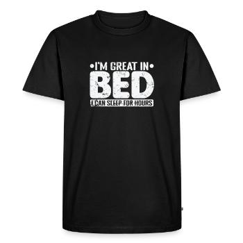 Je suis super au lit, je peux dormir pendant des heures - T-shirt Premium bio Homme - noir - Devant - Nico (187cm)