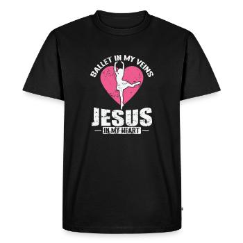 Ballet dans mes veines, Jésus dans mon cœur - T-shirt Premium bio Homme - noir - Devant - Nico (187cm)