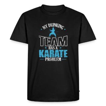 Mon équipe de beuverie a un problème de karaté - T-shirt Premium bio Homme - noir - Devant - Nico (187cm)