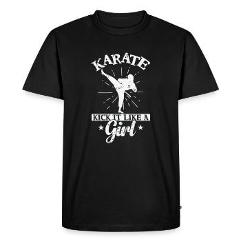 Karate Kick it like a Girl - Men's Premium Organic T-Shirt - black - Front - Nico (187cm)