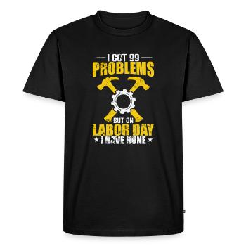 J’ai eu 99 problèmes, mais le jour de la fête du Travail, aucun - T-shirt Premium bio Homme - noir - Devant - Nico (187cm)