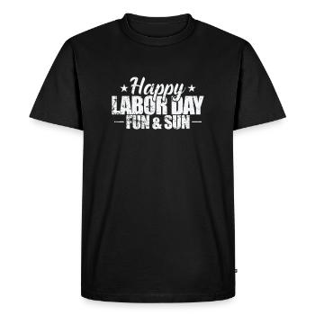 Bonne fête du Travail et soleil - T-shirt Premium bio Homme - noir - Devant - Nico (187cm)