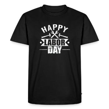 Bonne fête du Travail en septembre - T-shirt Premium bio Homme - noir - Devant - Nico (187cm)