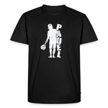 Joueur de padel avec raquette - T-shirt Premium bio Homme - noir - Devant - Nico (187cm)