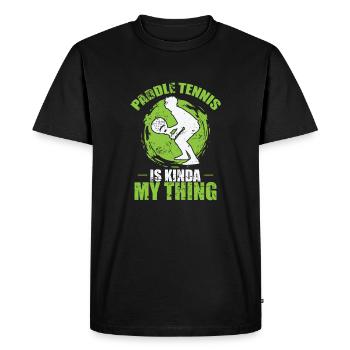 Le padel, c’est un peu mon truc - T-shirt Premium bio Homme - noir - Devant - Nico (187cm)