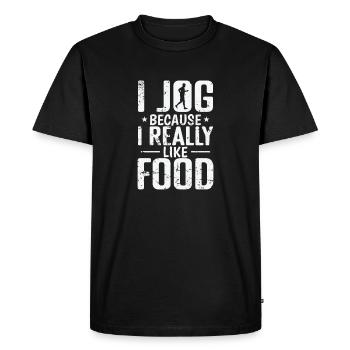 I Jogging because I Really like Food Jogging - Men's Premium Organic T-Shirt - black - Front - Nico (187cm)