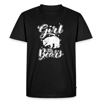 Girl who loves Bears - Men's Premium Organic T-Shirt - black - Front - Nico (187cm)