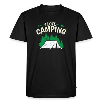 J’adore camper avec une tente dans la forêt - T-shirt Premium bio Homme - noir - Devant - Nico (187cm)