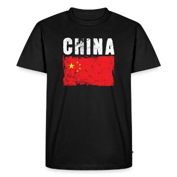 Drapeau de la Chine Asie de l’Est - T-shirt Premium bio Homme - noir - Devant - Nico (187cm)