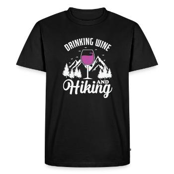 Drinking Wine and Hiking Wandern - Men's Premium Organic T-Shirt - black - Front - Nico (187cm)