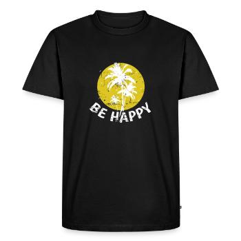 Vacances Be Happy Tree Tree Palm Tree - T-shirt Premium bio Homme - noir - Devant - Nico (187cm)